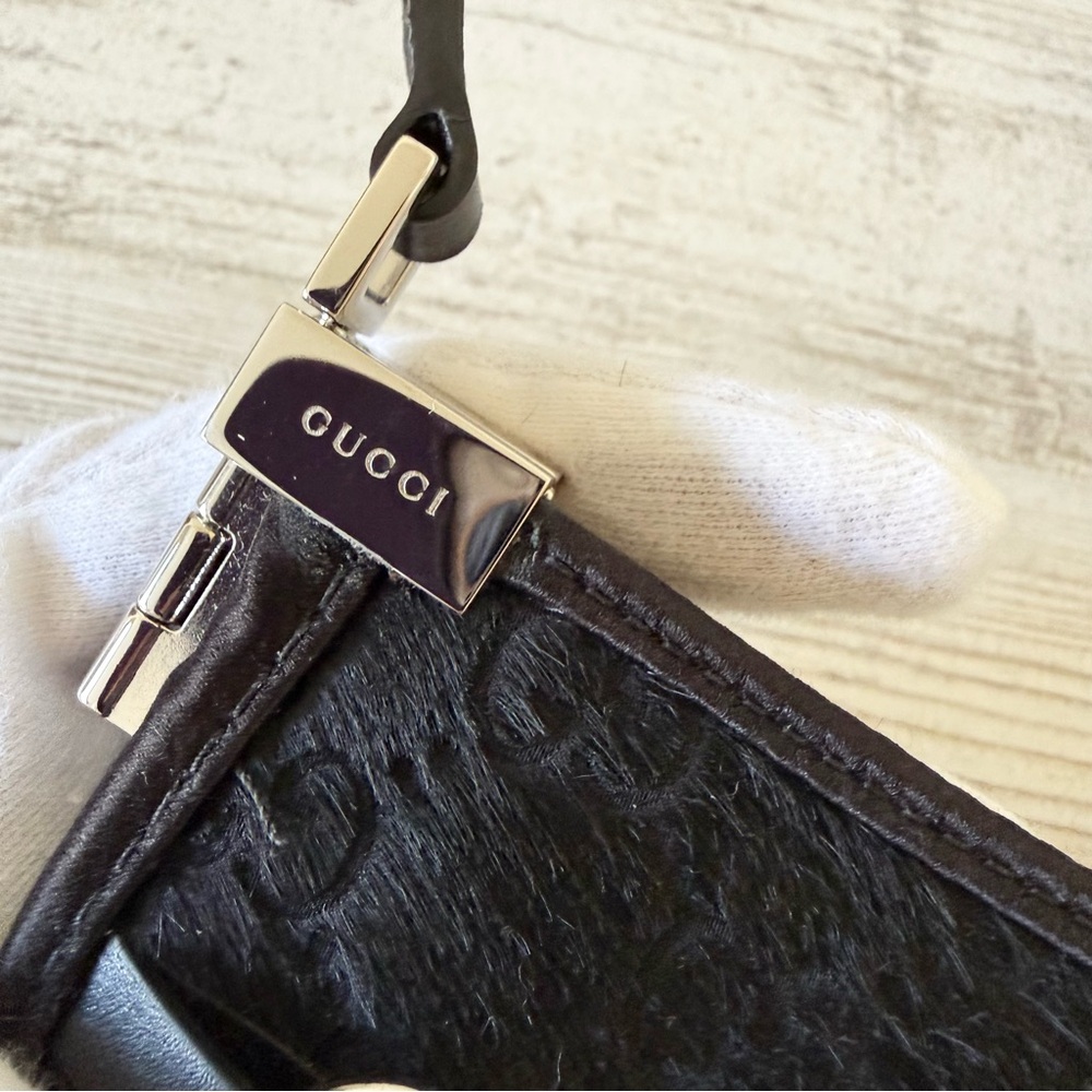 New Gucci GG supreme monogram Horsebit Slim pony hair shoulder bag - Picture 3 of 13